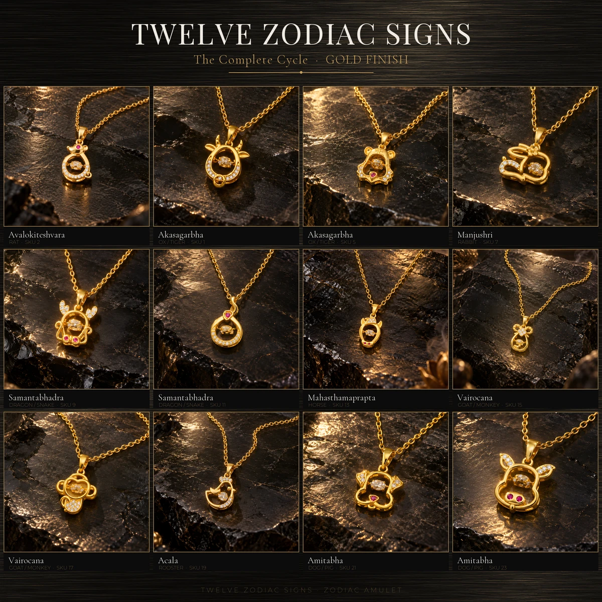 Steel Zodiac Pendant Necklace — product photo 4