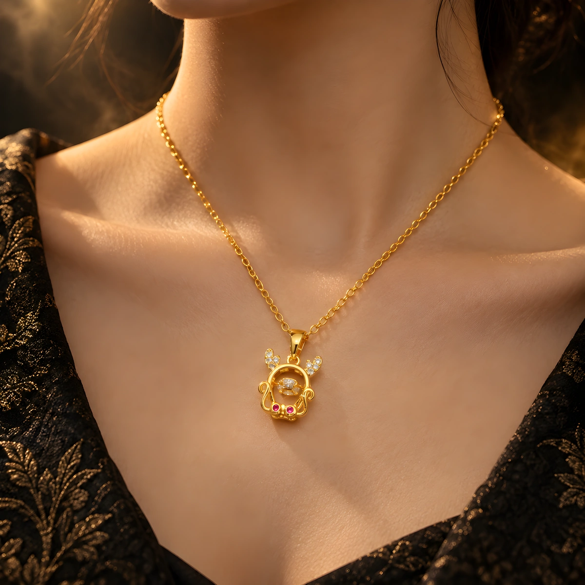 Steel Zodiac Pendant Necklace — product photo 2