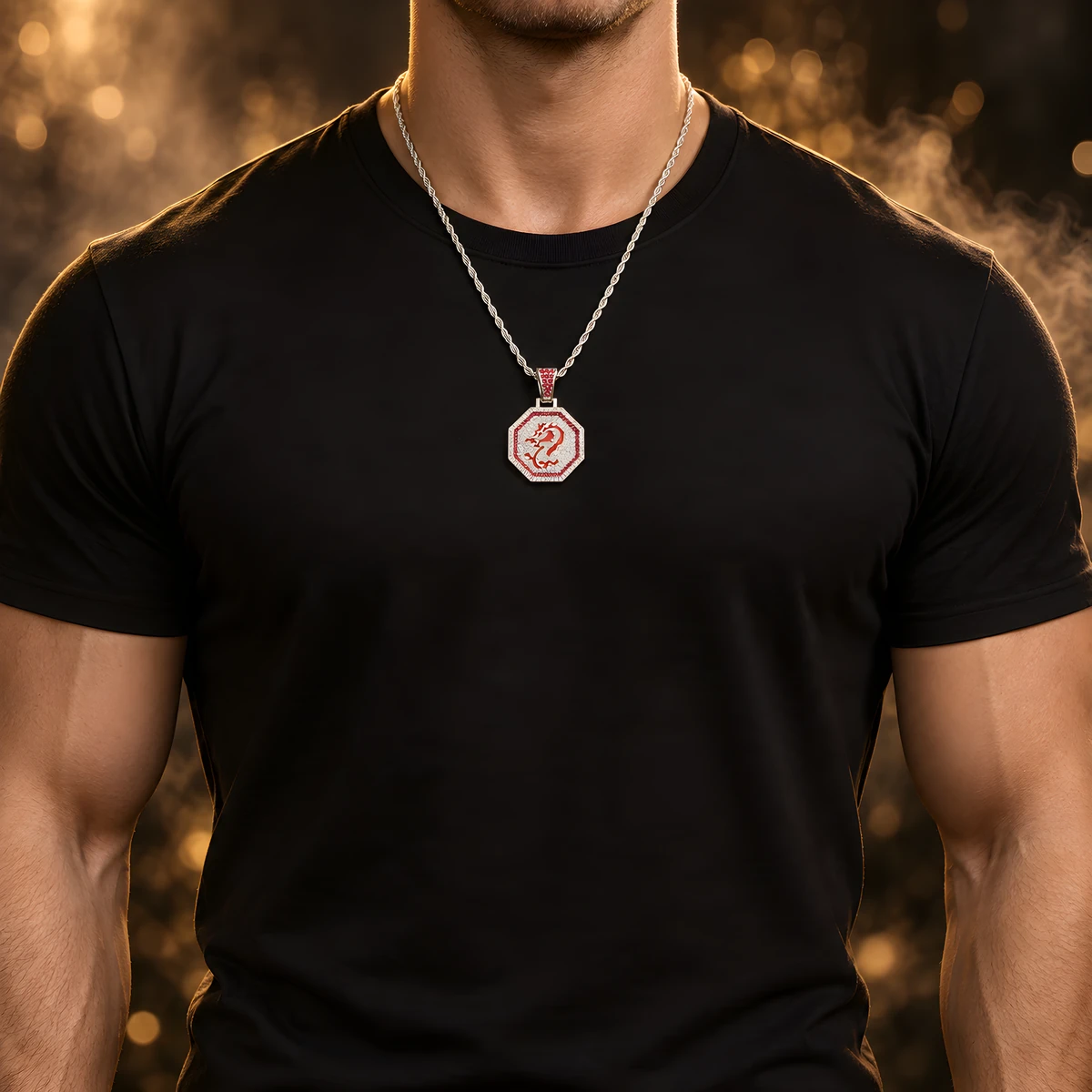 Pave Octagon Zodiac Pendant Necklace — product photo 3