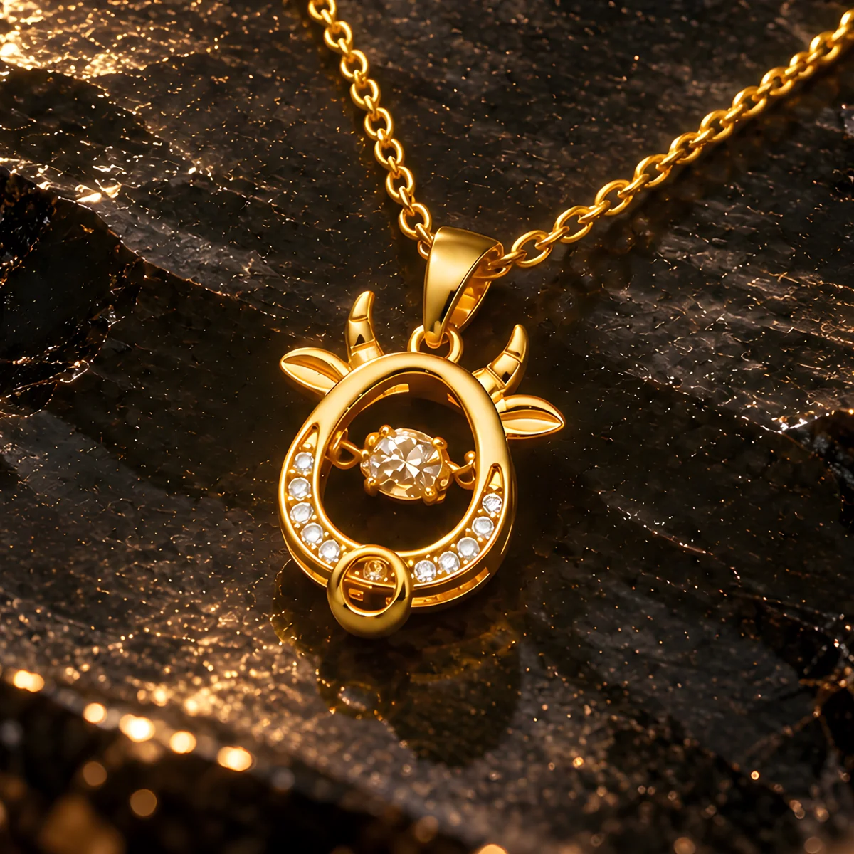 Steel Zodiac Pendant Necklace — product photo 3