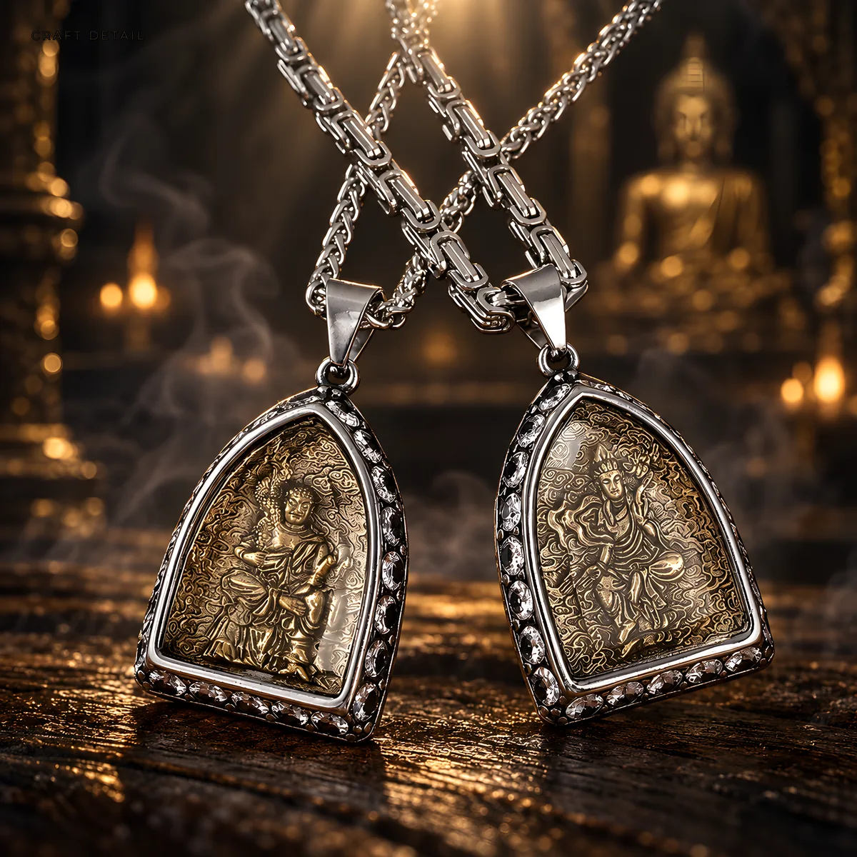 Eight Guardian Deities Titanium Steel Pendant Necklace — product photo 3